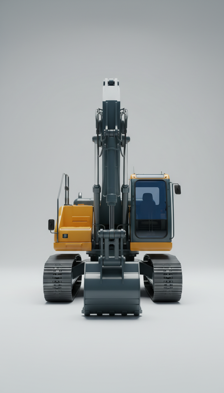 Tracked Excavator with Reinforced Steel Boom